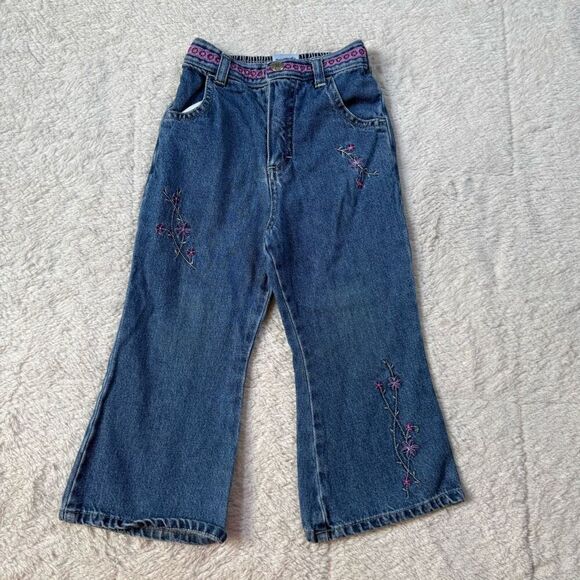 Vintage 90s Osh Kosh B’gosh Kids Floral Embroidered Jeans - Picture 1 of 8
